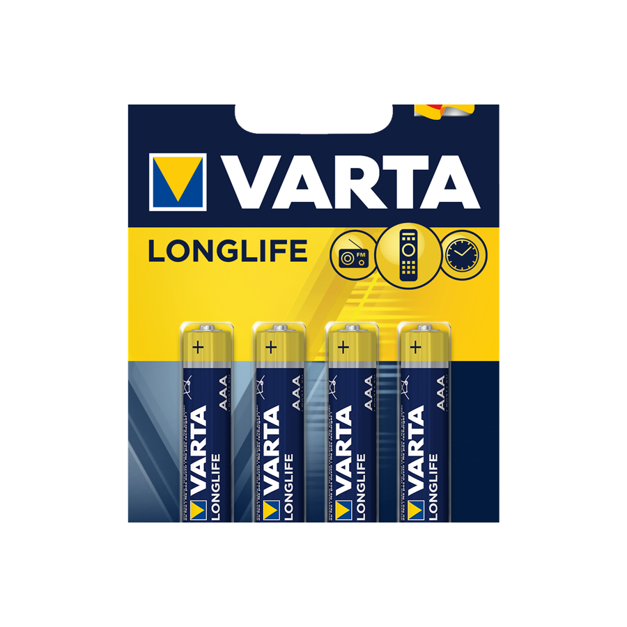 LOT DE 4 PILES ALCALINES AAA (R3) - VARTA LONGLIFE