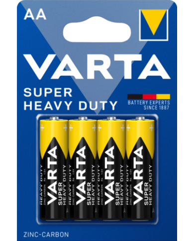 LOT DE 4 PILES ALCALINES AA (R6) - VARTA SUPER HEAVY DUTY