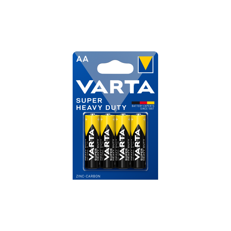 LOT DE 4 PILES ALCALINES AA (R6) - VARTA SUPER HEAVY DUTY