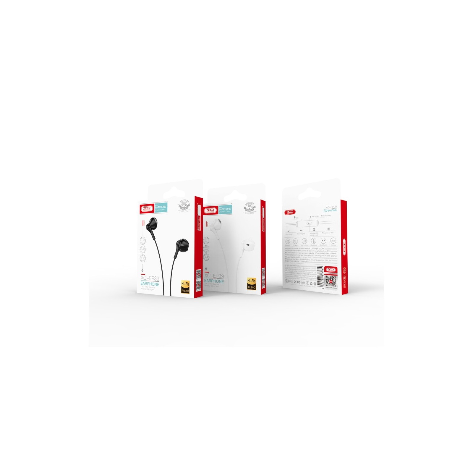 ÉCOUTEURS FILAIRES + TÉLÉCOMMANDE + MICRO - XO-EP39 - JACK 3,5 MM - BLANC