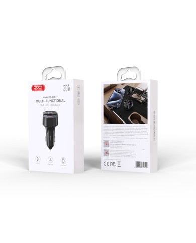 TRANSMETTEUR FM ET CHARGEUR ALLUME-CIGARE VOITURE + CÂBLE USB-C VERS C - XO-BCC17 - 30W - NOIR (USB-A + USB-C)