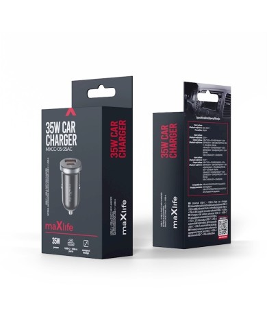 CHARGEUR ALLUME-CIGARE VOITURE - MAXLIFE MXCC-05-35AC - 35W NOIR (USB-A + USB-C)