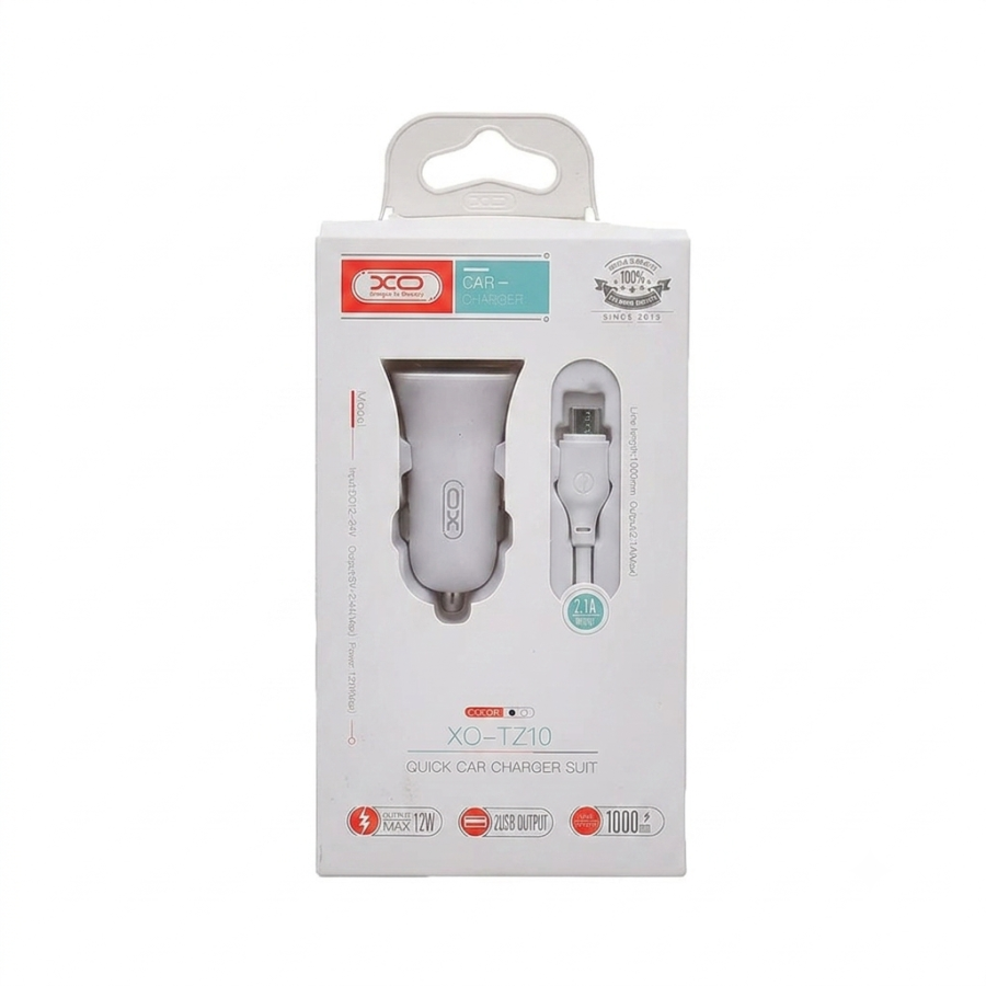 CHARGEUR ALLUME-CIGARE VOITURE + CABLE MICRO-USB - XO-TZ10 - 12W BLANC