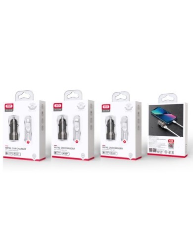 CHARGEUR ALLUME-CIGARE VOITURE + CABLE MICRO-USB - XO-CC48 - 12W ARGENT CHROME