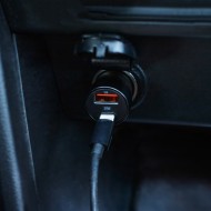 CHARGEUR ALLUME-CIGARE VOITURE + CABLE USB-C - MAXLIFE MXCC-04 - 20W NOIR