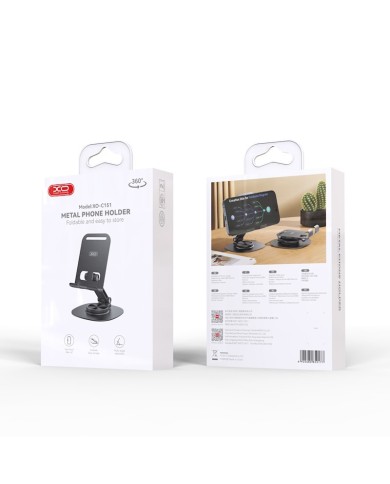 SUPPORT DE TÉLÉPHONE ROTATIF 360° XO C151 - NOIR