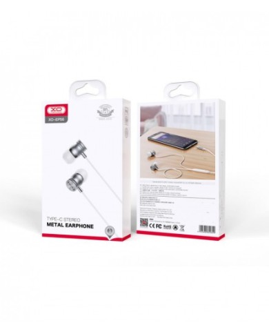 ÉCOUTEURS FILAIRES + TÉLÉCOMMANDE + MICRO - XO-EP56 - USB-C - ARGENTÉ