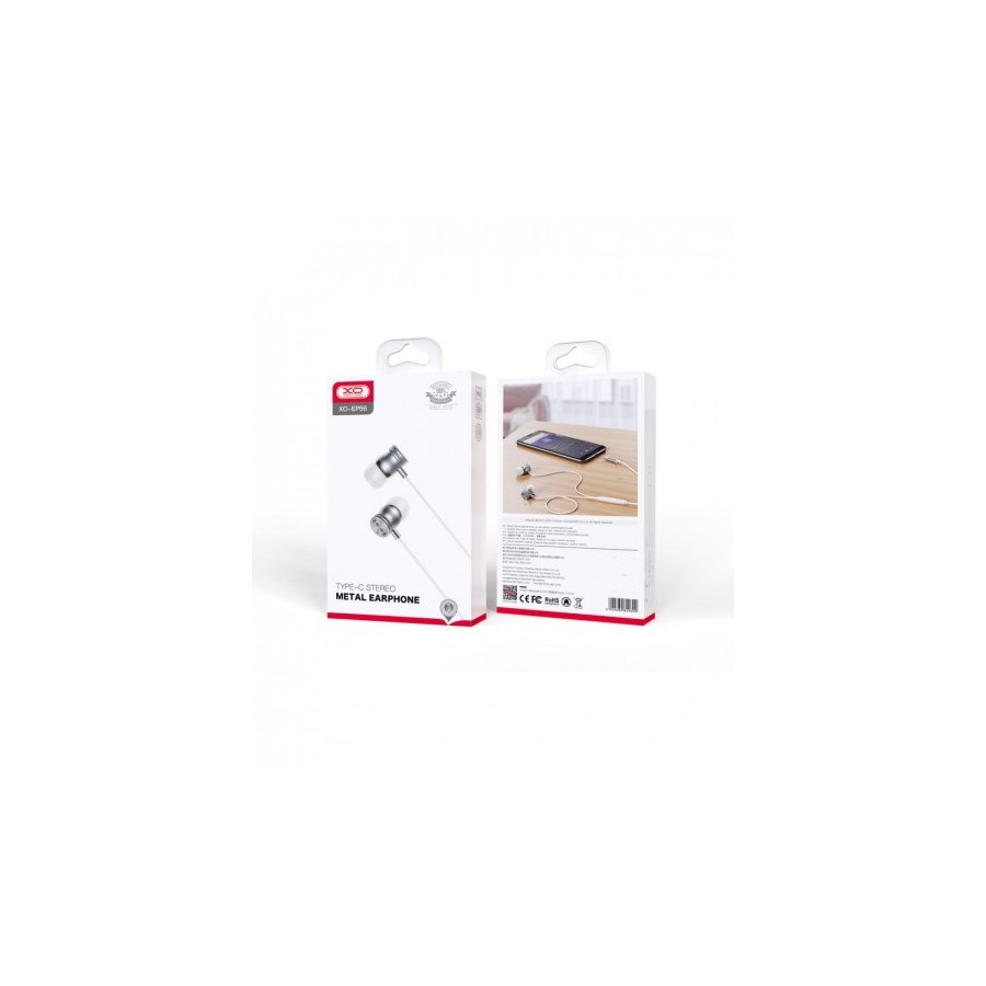 ÉCOUTEURS FILAIRES + TÉLÉCOMMANDE + MICRO - XO-EP56 - USB-C - ARGENTÉ