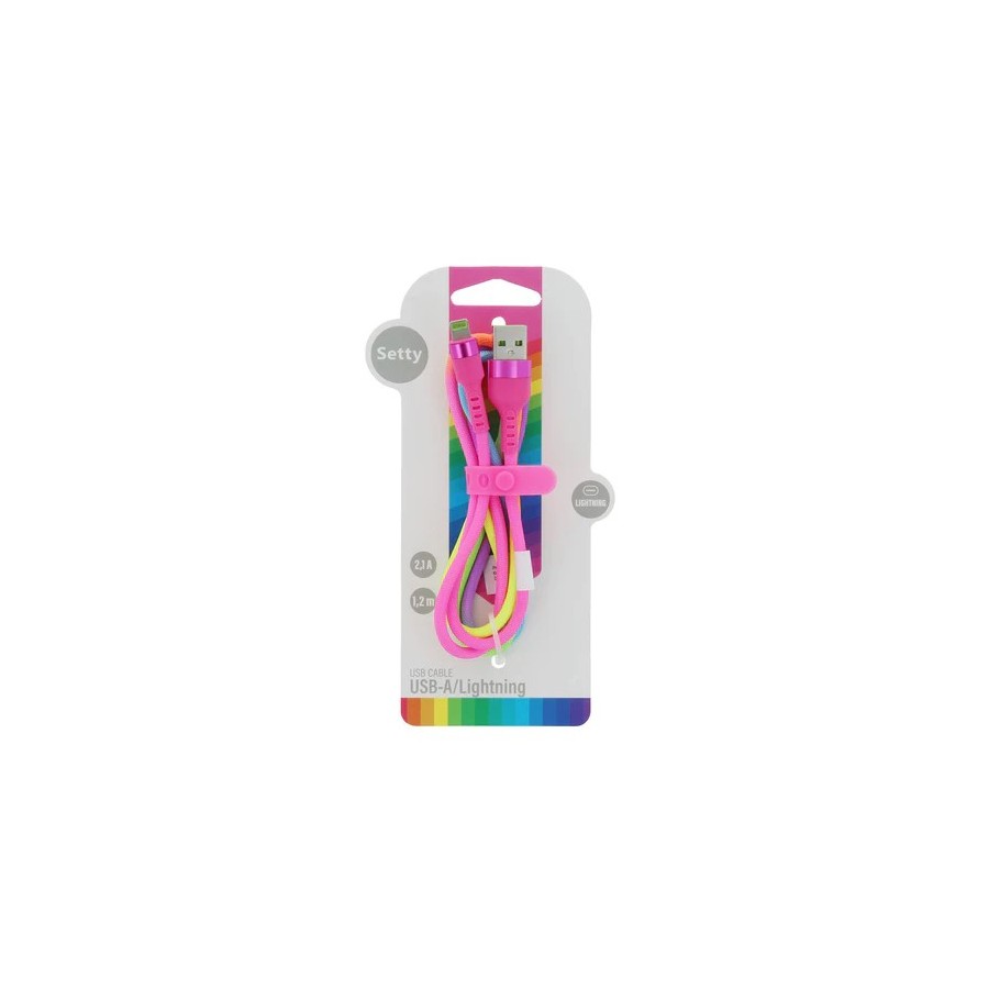 CÂBLE USB-A VERS LIGHTNING (IPHONE) - SETTY - 10W 1.2 M MULTICOULEUR