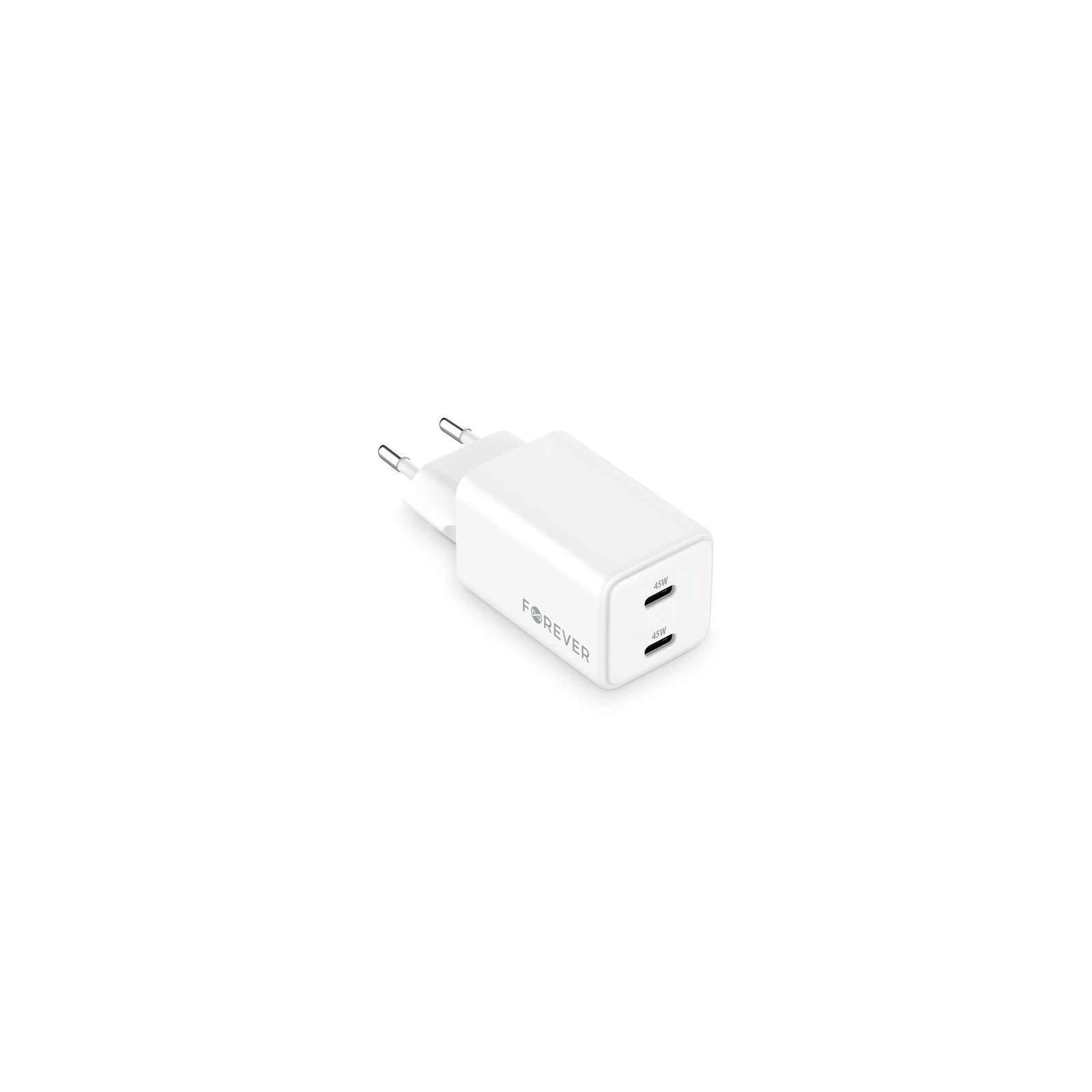 CHARGEUR SECTEUR GAN 45W FOREVER TC-08-45CC - DOUBLE USB-C POWER DELIVERY - BLANC