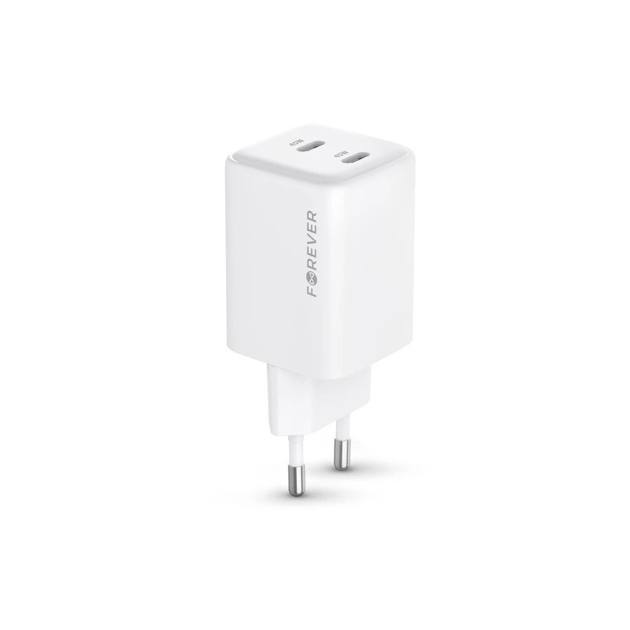 CHARGEUR SECTEUR GAN 45W FOREVER TC-08-45CC - DOUBLE USB-C POWER DELIVERY - BLANC