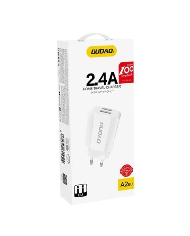 DUDAO A2EU - PACK CHARGEUR SECTEUR DOUBLE PORT USB 2.4A + CÂBLE USB-C BLANC
