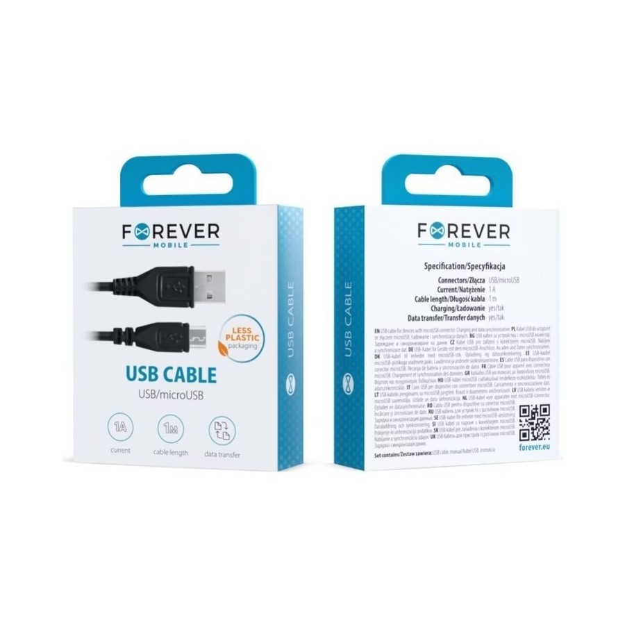 CÂBLE USB vers microUSB - FOREVER - 5W 1M NOIR