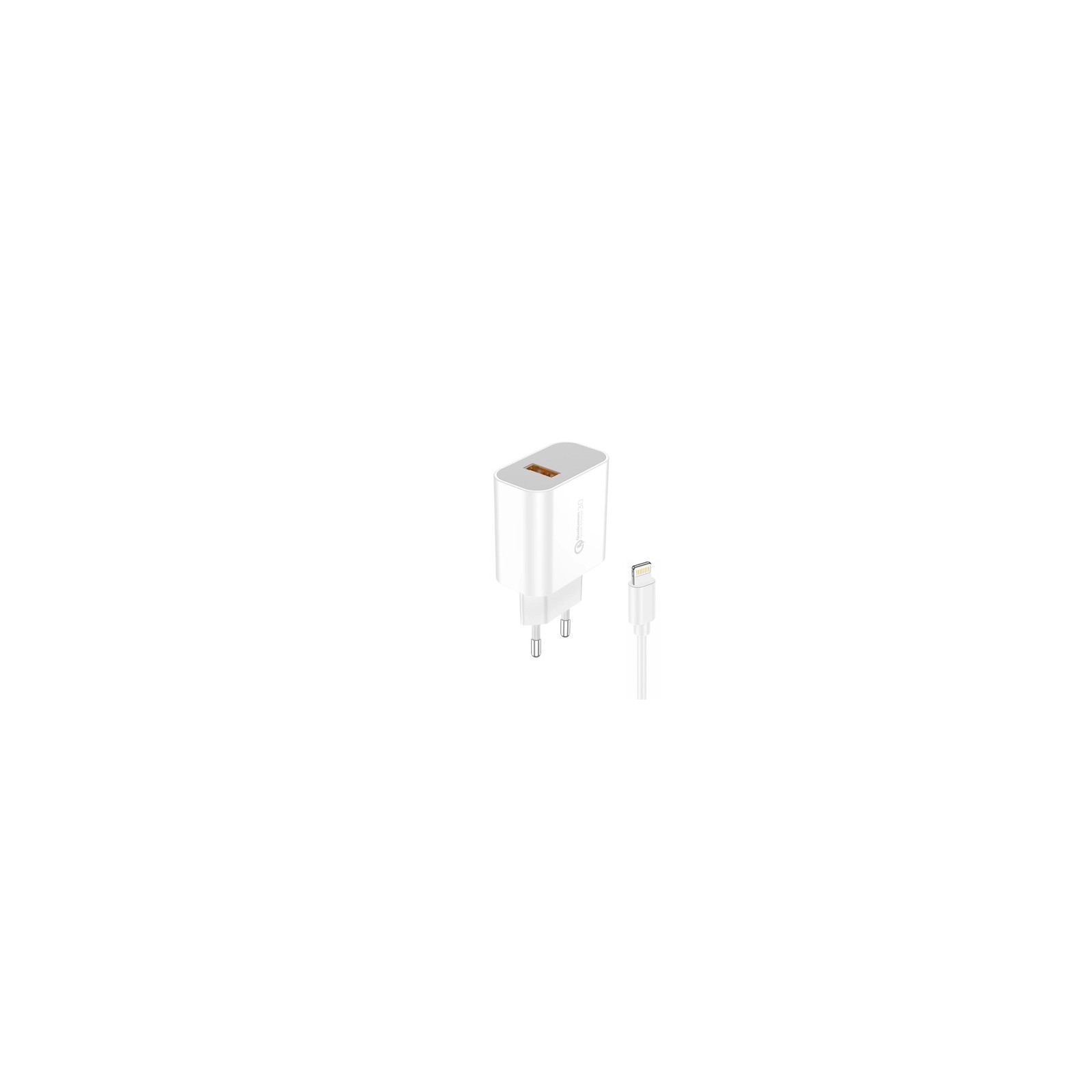 FONENG EU46 - CHARGEUR SECTEUR QUICK CHARGE 3.0 18W + CÂBLE USB-A VERS LIGHTNING BLANC