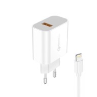 Chargeur secteur rapide USB FONENG EU46 18W + Câble USB-A vers Lightning Blanc – Pack