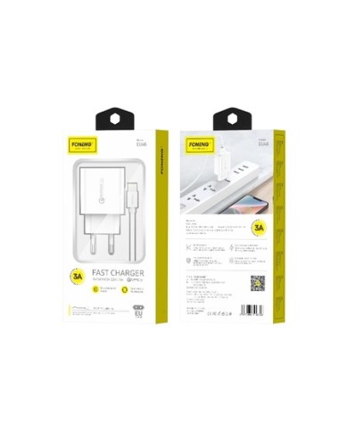 FONENG EU46 - CHARGEUR SECTEUR QUICK CHARGE 3.0 18W + CÂBLE USB-A VERS LIGHTNING BLANC