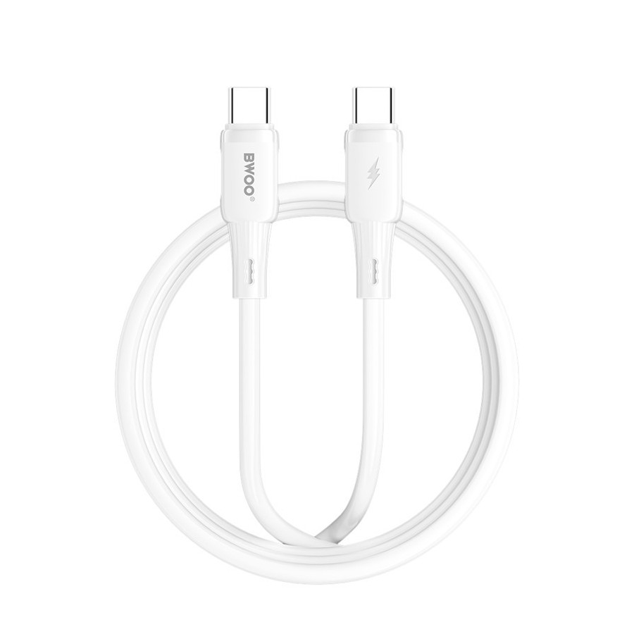 CÂBLE SILICONE ULTRA-SOUPLE USB-C VERS C - BWOO BO-X329C-C - PD 65W 1M BLANC