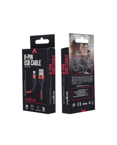 CÂBLE USB-A VERS LIGHTNING - MAXLIFE MXUC-01 - 2A 1M ROUGE