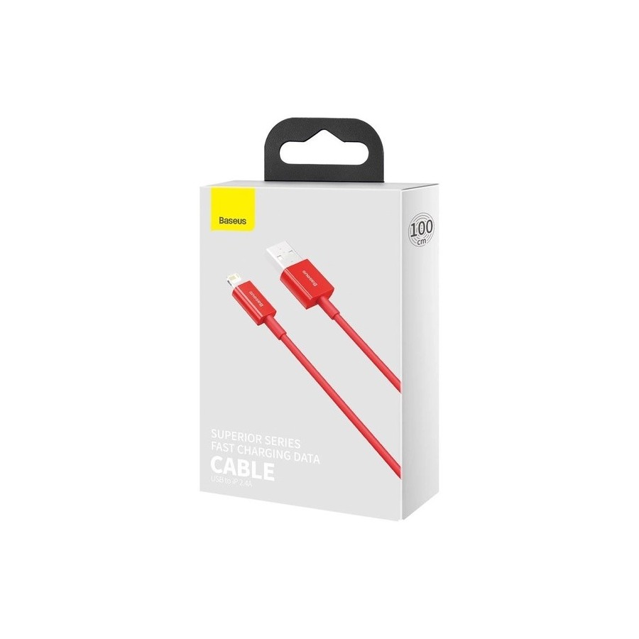 CÂBLE USB-A VERS LIGHTNING (IPHONE) - BASEUS CALYS-A09 - 2.4A 1M ROUGE