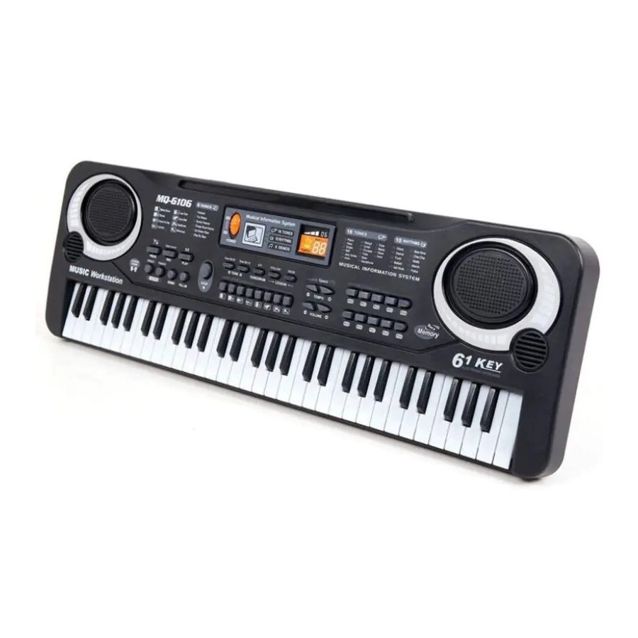 CLAVIER NUMÉRIQUE ÉLECTRONIQUE 61 TOUCHES AVEC MICROPHONE PI4 NOIR