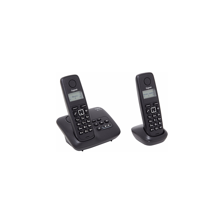 GIGASET AL117A DUO - PACK DE 2 TÉLÉPHONES FIXES SANS FIL AVEC RÉPONDEUR NOIR