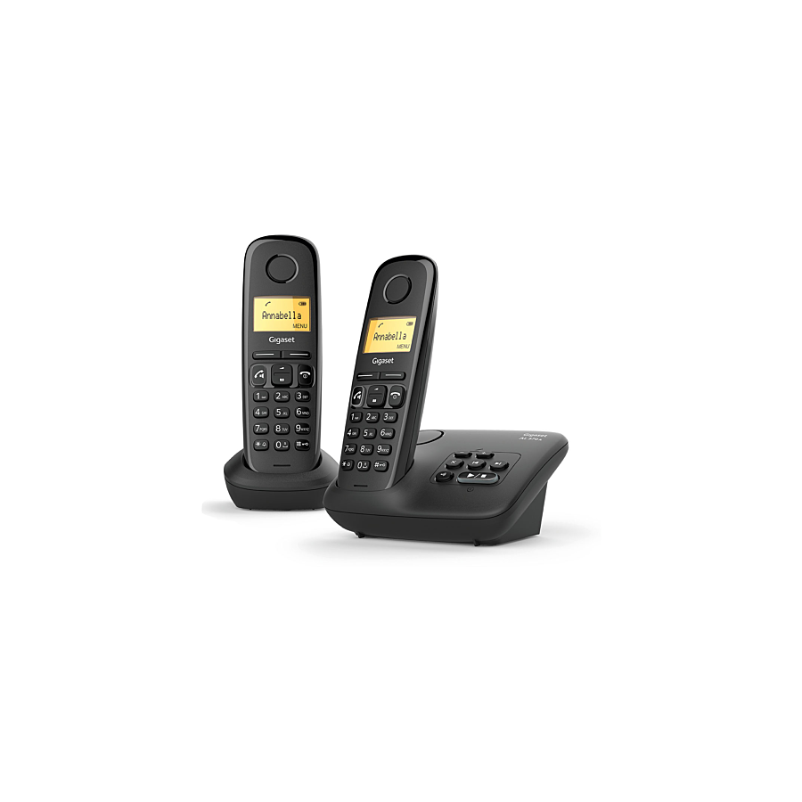 GIGASET AL370A DUO - PACK DE 2 TÉLÉPHONES FIXES SANS FIL AVEC RÉPONDEUR NOIR