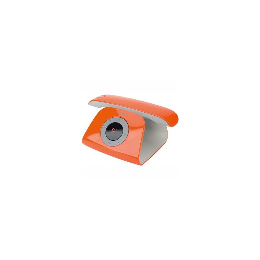 LOGICOM RÉTRO SOLO - TÉLÉPHONE FIXE SANS FIL DESIGN ORANGE (SANS BATTERIE)