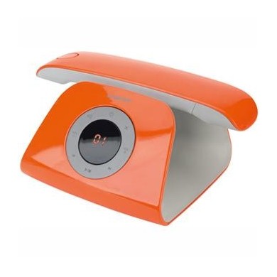 LOGICOM RÉTRO SOLO - TÉLÉPHONE FIXE SANS FIL DESIGN ORANGE (SANS BATTERIE)