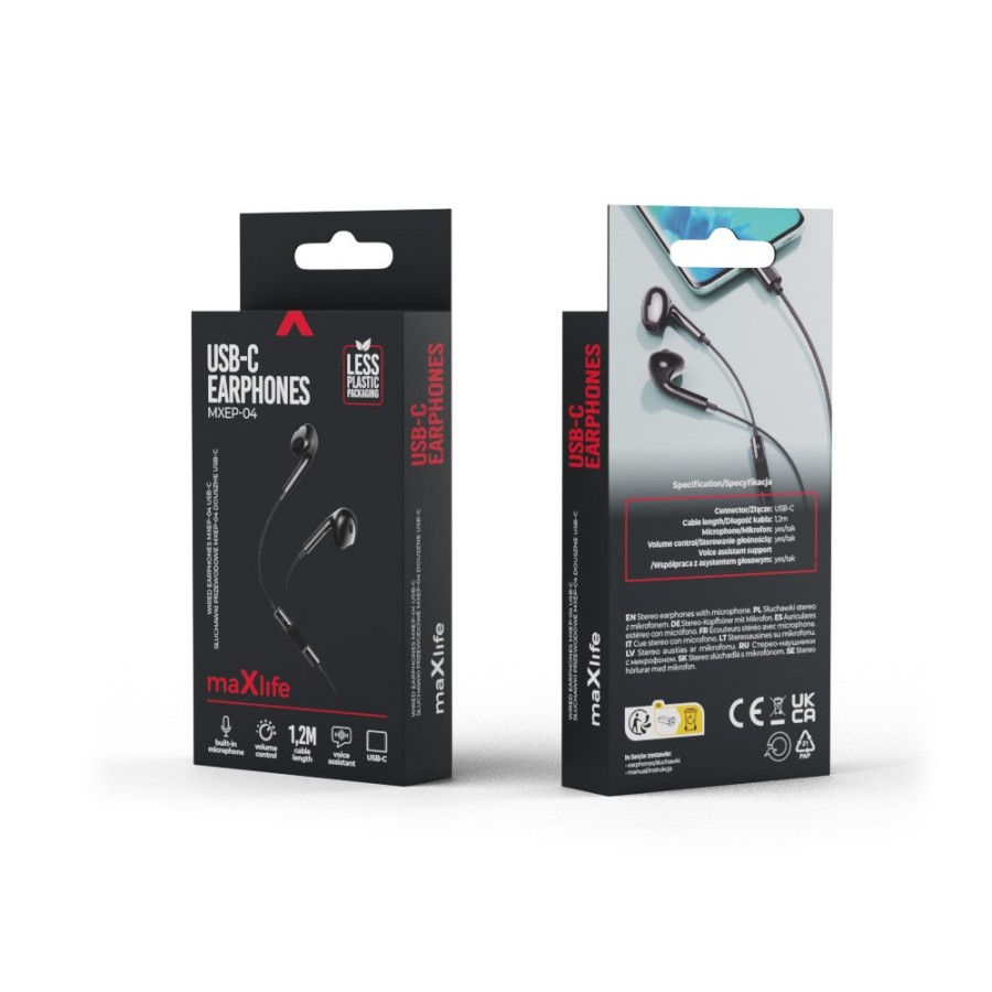 ÉCOUTEURS FILAIRES MAXLIFE MXEP-04 USB-C - NOIR