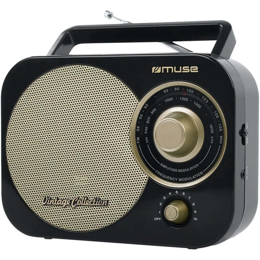 MUSE RETRO-POCKET M-055 RB - RADIO PORTABLE ANALOGIQUE AM/FM NOIR INTENSE
