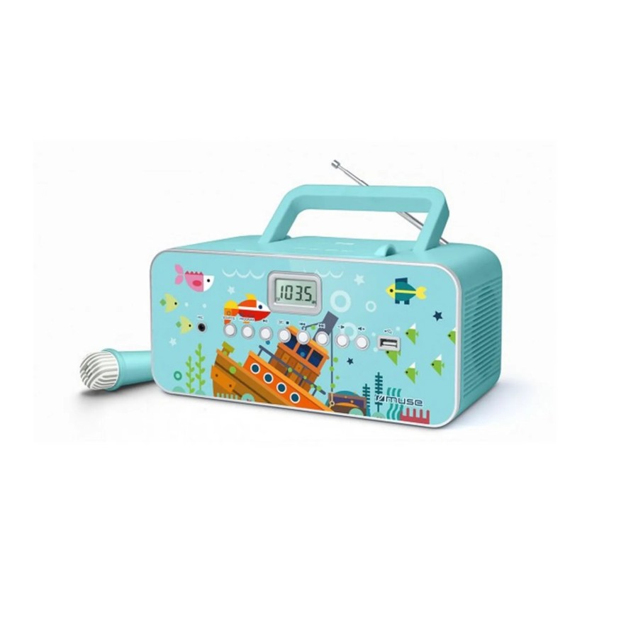 MUSE ADVENTURE-SOUND M-29 KB - RADIO LECTEUR CD PORTABLE AVEC MICROPHONE BLEU