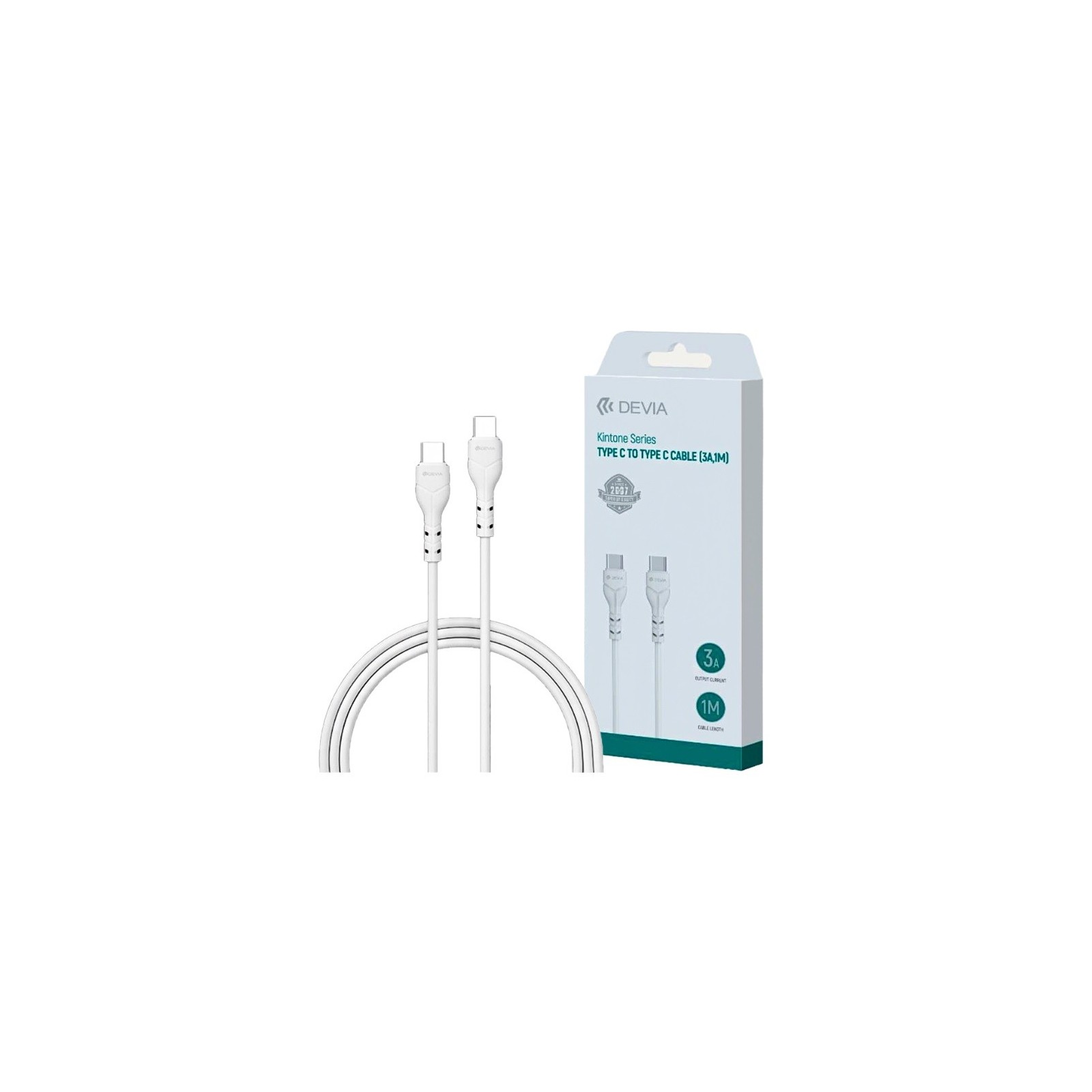 CÂBLE USB-C VERS C - DEVIA EC151 - 3A 1M BLANC
