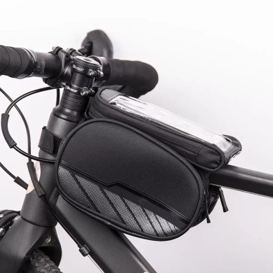 SACOCHE CADRE DE VÉLO WATERPROOF - NOIR