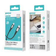 CÂBLE NYLON TRESSÉ USB-C VERS C - BWOO BO-X288C-C - 60W 2M NOIR