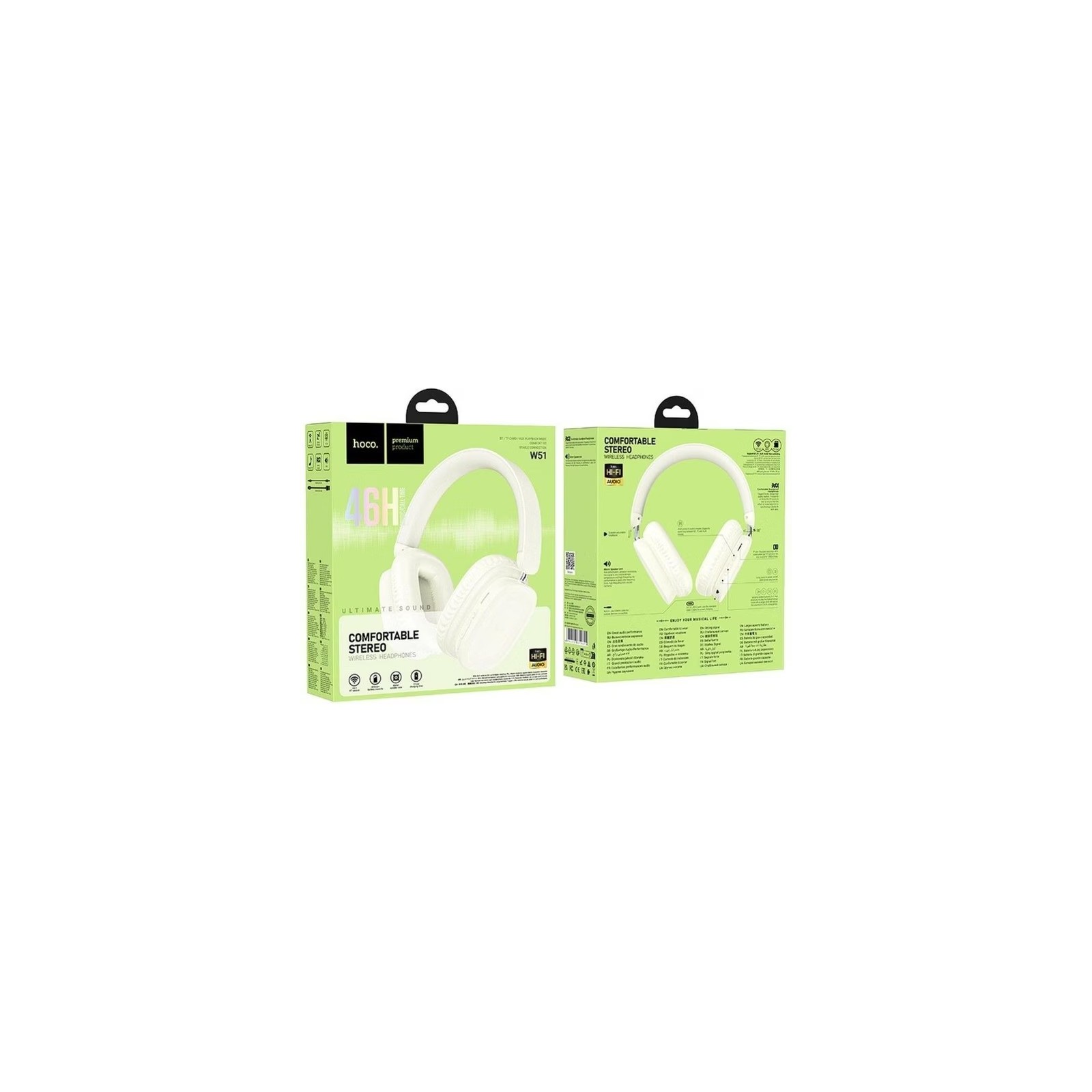 CASQUE SANS FIL BT - HOCO W51 - BLANC LAIT