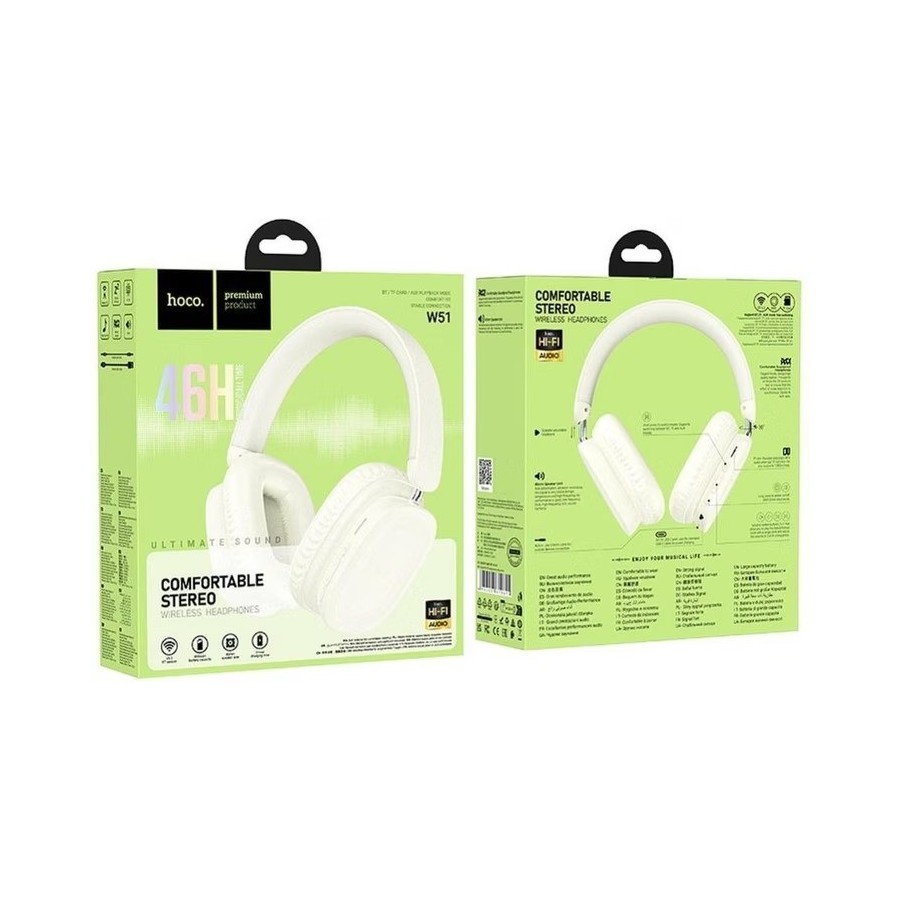 CASQUE SANS FIL BT - HOCO W51 - BLANC LAIT