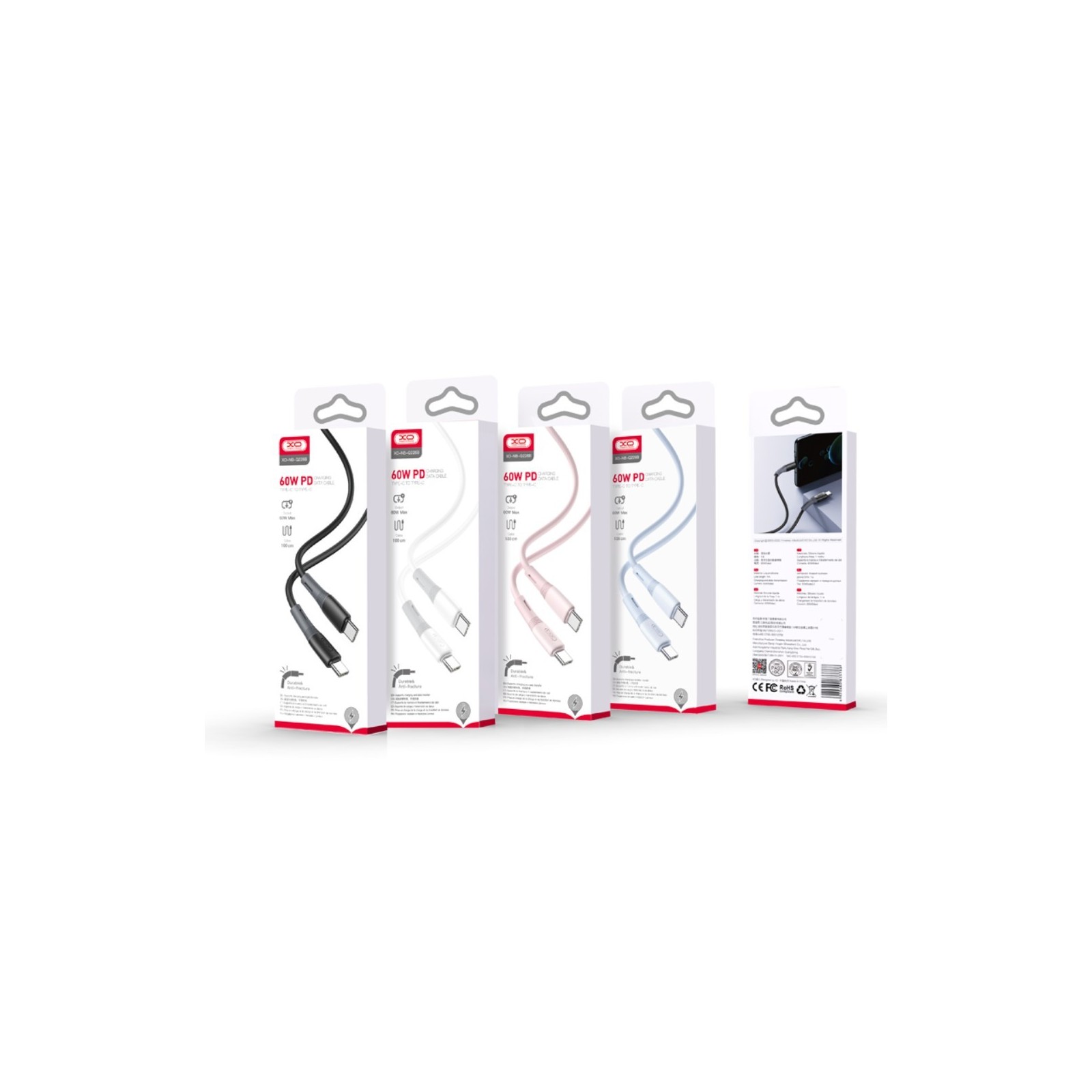 CÂBLE USB-C VERS C - XO NB-Q226B - PD 60W 1M ROSE