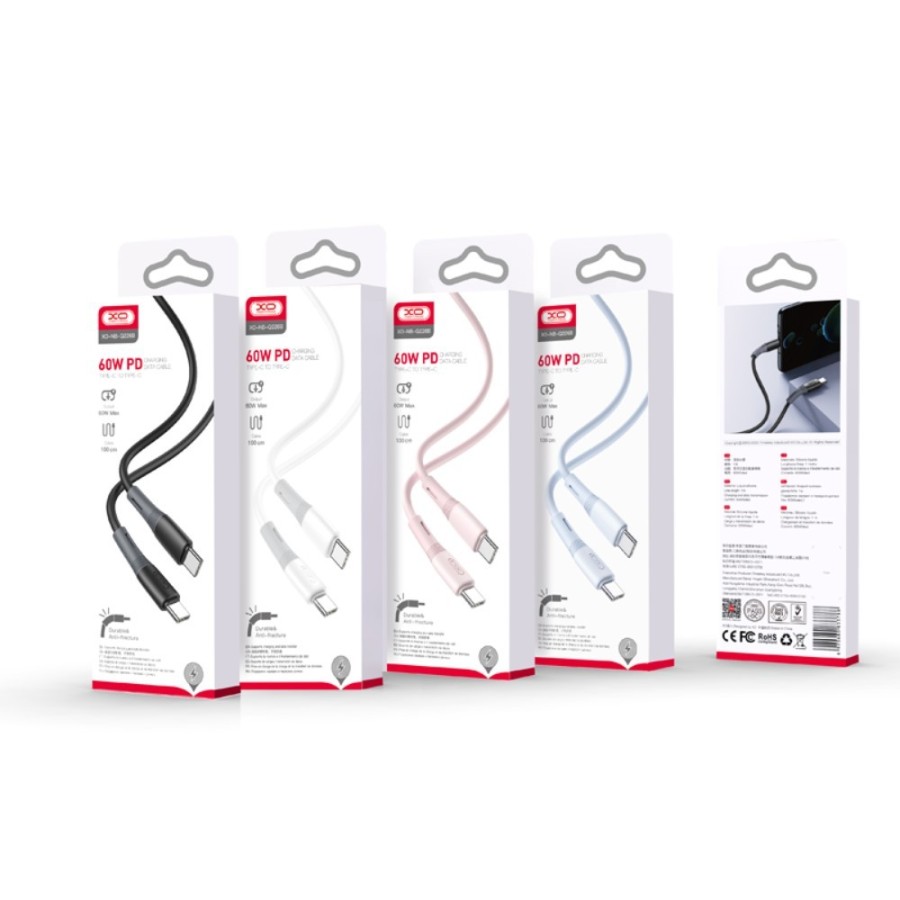 CÂBLE USB-C VERS C - XO NB-Q226B - PD 60W 1M ROSE