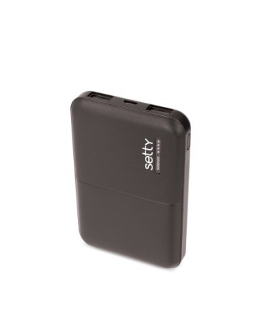 BATTERIE EXTERNE DE SECOURS SETTY 5000MAH 2X USB 2A FORMAT COMPACT NOIR