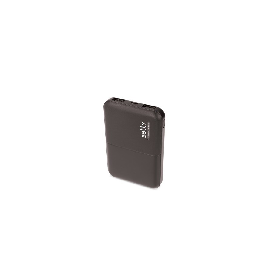 BATTERIE EXTERNE DE SECOURS SETTY 5000MAH 2X USB 2A FORMAT COMPACT NOIR