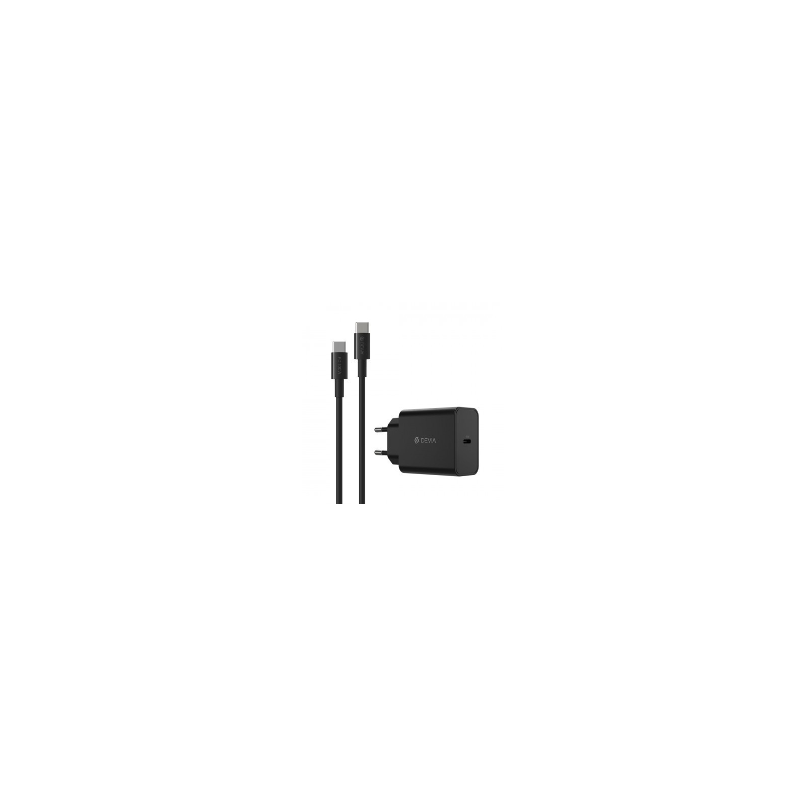 DEVIA ROCKET SERIES 45W - PACK CHARGEUR SECTEUR ULTRA RAPIDE POWER DELIVERY + CÂBLE DOUBLE USB-C NOIR