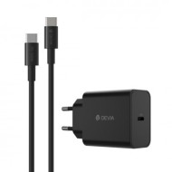 DEVIA ROCKET SERIES 45W - PACK CHARGEUR SECTEUR ULTRA RAPIDE POWER DELIVERY + CÂBLE DOUBLE USB-C NOIR