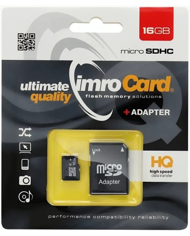 CARTE MÉMOIRE MICROSD IMROCARD + ADAPTATEUR SD - CLASS 10 - 16GO NOIR