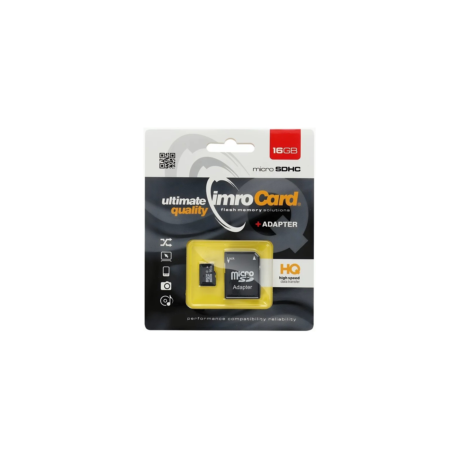 CARTE MÉMOIRE MICROSD IMROCARD + ADAPTATEUR SD - CLASS 10 - 16GO NOIR