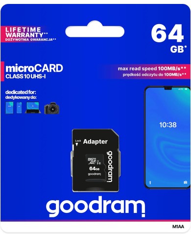 CARTE MEMOIRE MICRO SDXC GOODRAM IRDM CLASS 10 UHS-I 64GO NOIR