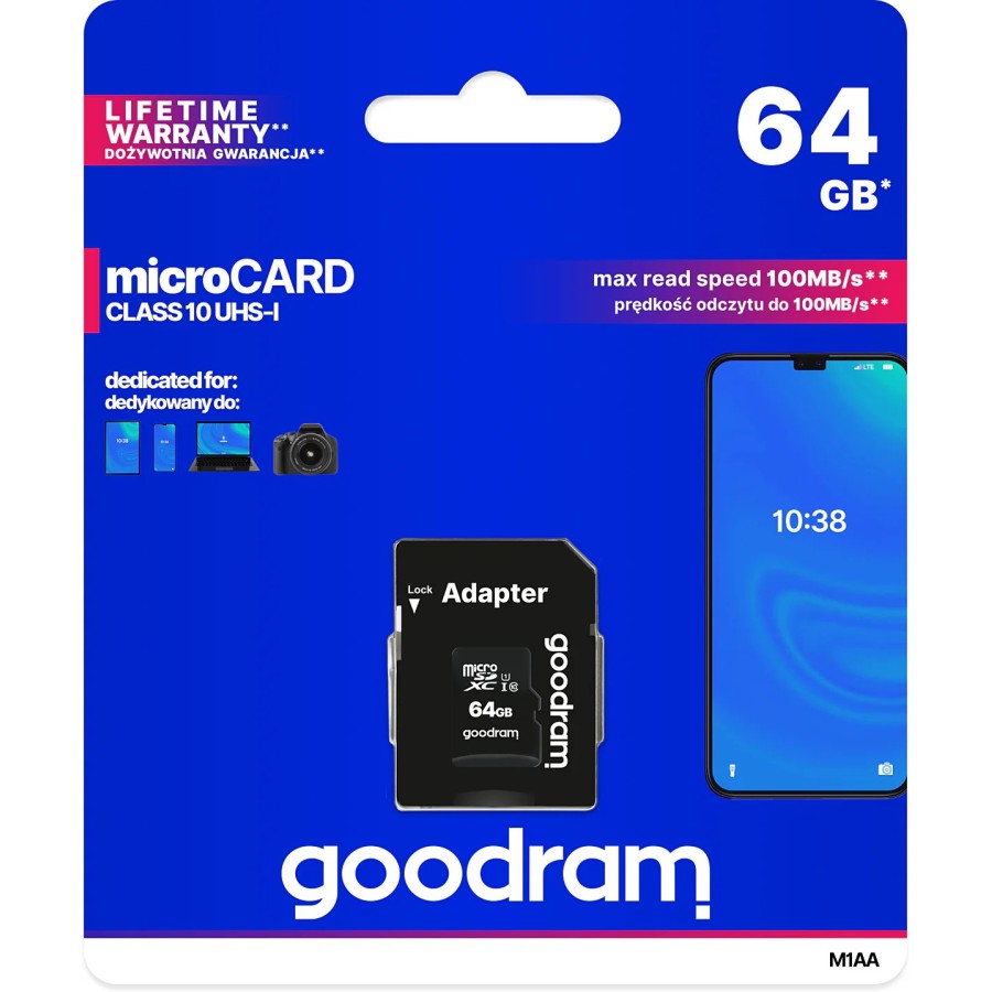 Carte mémoire microSD GoodRam 64 Go Noir