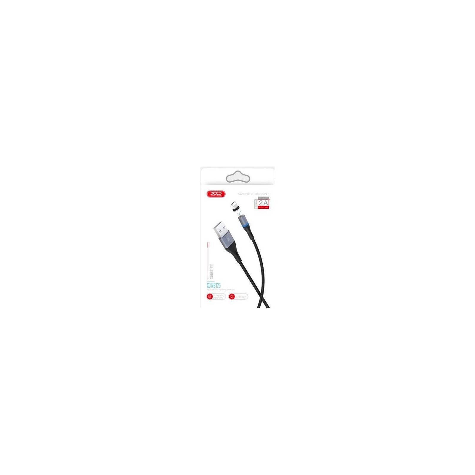 CÂBLE USB-A VERS LIGHTNING (IPHONE) XO NB125 AVEC EMBOUT LIGHTNING MAGNÉTIQUE 10W 1M LED - NOIR / GRIS