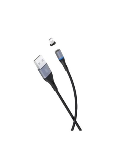 CÂBLE USB-A VERS LIGHTNING - XO NB125  - AVEC EMBOUT LED ET MAGNÉTIQUE  - 10W 1M NOIR / GRIS