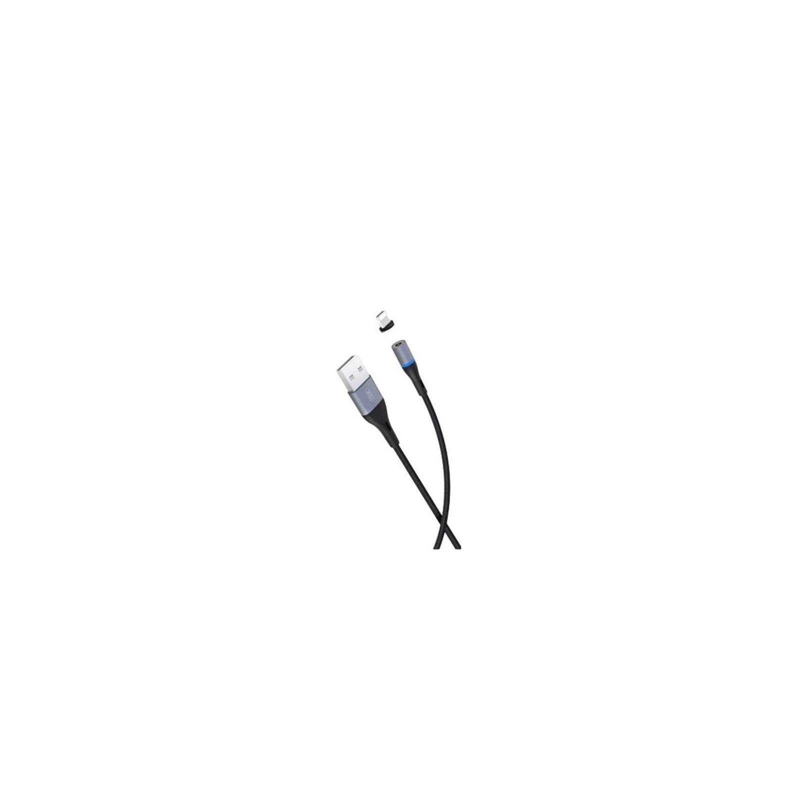 CÂBLE USB-A VERS LIGHTNING (IPHONE) XO NB125 AVEC EMBOUT LIGHTNING MAGNÉTIQUE 10W 1M LED - NOIR / GRIS