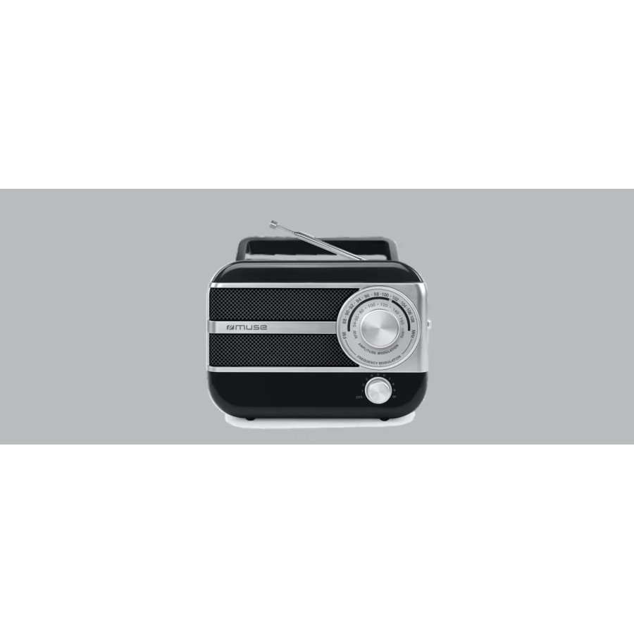 RADIO PORTABLE TRANSISTOR MUSE M-056 BS - DOUBLE BANDE FW/MW AVEC PRISE AUXILIAIRE - NOIR ET ARGENT